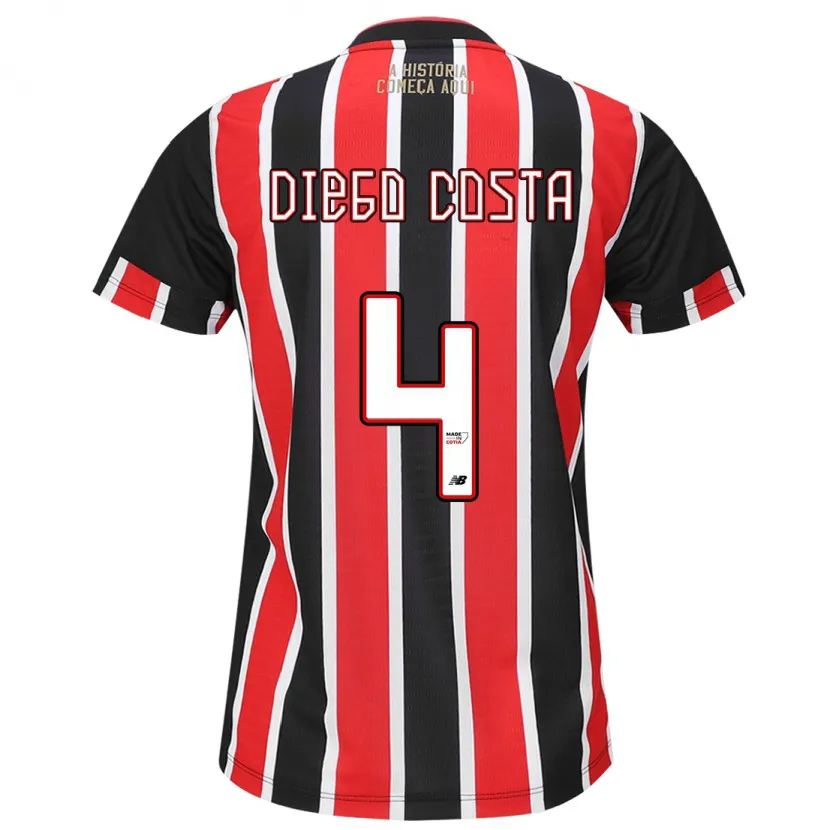 Danxen Enfant Maillot Diego Costa #4 Noir Rouge Blanc Tenues Extérieur 2024/25 T-Shirt