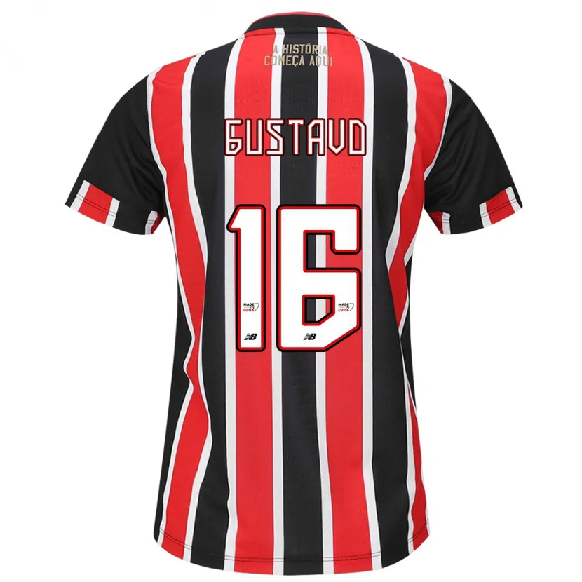 Danxen Enfant Maillot Luiz Gustavo #16 Noir Rouge Blanc Tenues Extérieur 2024/25 T-Shirt