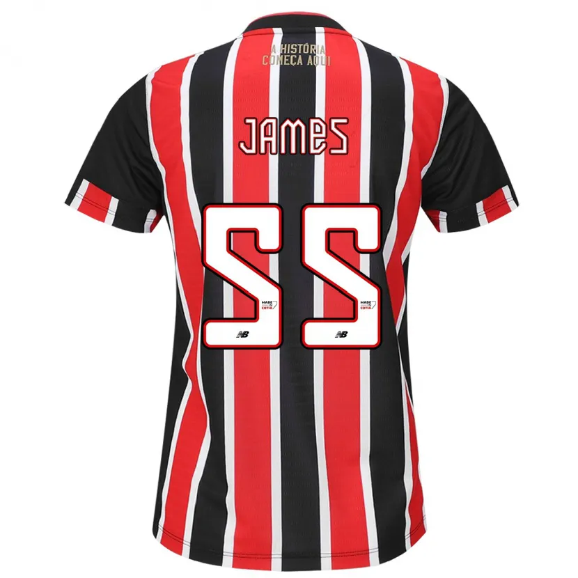 Danxen Enfant Maillot James Rodríguez #55 Noir Rouge Blanc Tenues Extérieur 2024/25 T-Shirt