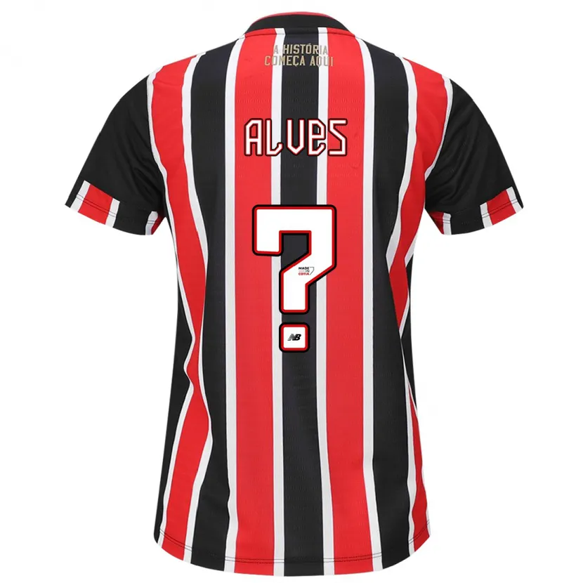 Danxen Enfant Maillot Matheus Alves #0 Noir Rouge Blanc Tenues Extérieur 2024/25 T-Shirt