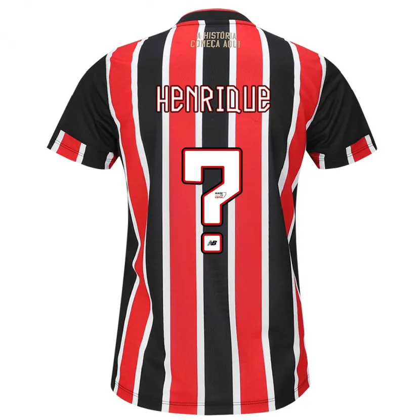 Danxen Enfant Maillot Luiz Henrique #0 Noir Rouge Blanc Tenues Extérieur 2024/25 T-Shirt