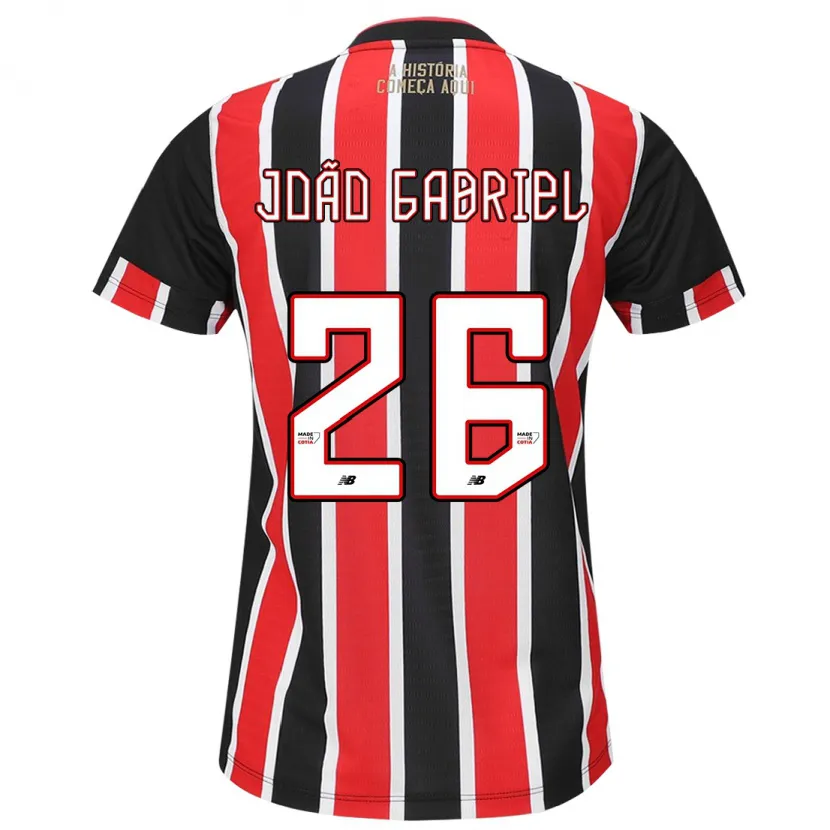 Danxen Enfant Maillot João Gabriel #26 Noir Rouge Blanc Tenues Extérieur 2024/25 T-Shirt