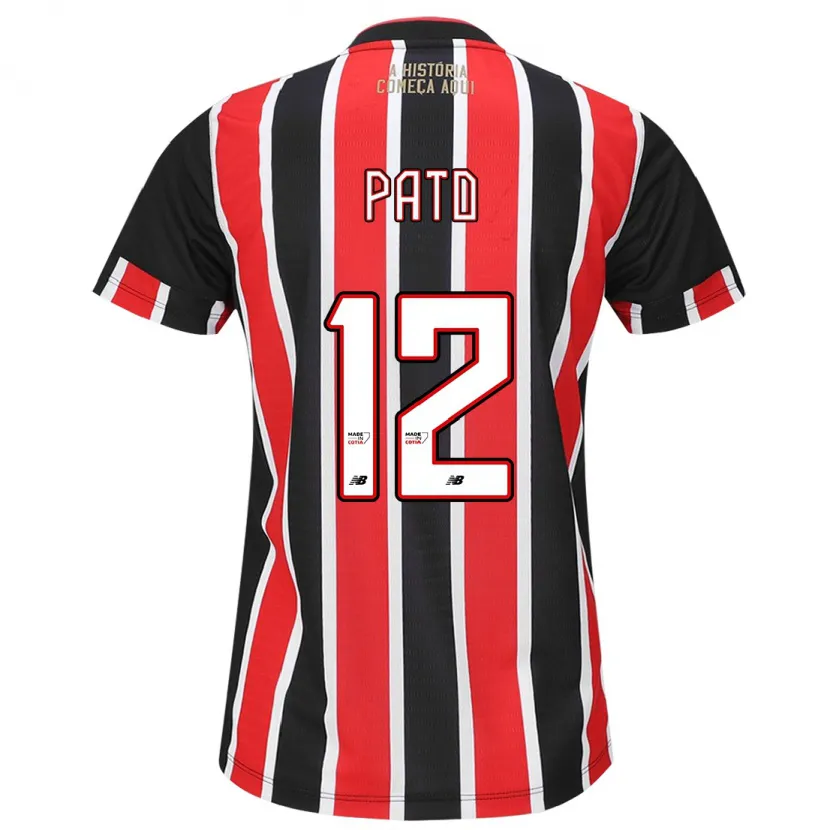 Danxen Enfant Maillot Alexandre Pato #12 Noir Rouge Blanc Tenues Extérieur 2024/25 T-Shirt