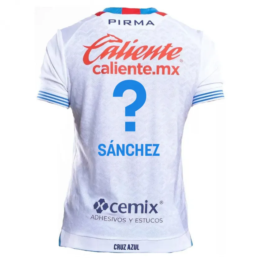 Danxen Enfant Maillot Jorge Sánchez #0 Blanc Bleu Tenues Extérieur 2024/25 T-Shirt