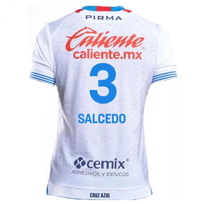 Danxen Enfant Maillot Carlos Salcedo #3 Blanc Bleu Tenues Extérieur 2024/25 T-Shirt