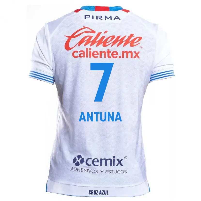 Danxen Enfant Maillot Uriel Antuna #7 Blanc Bleu Tenues Extérieur 2024/25 T-Shirt