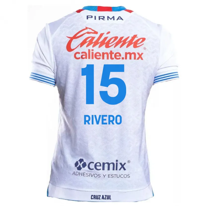 Danxen Enfant Maillot Ignacio Rivero #15 Blanc Bleu Tenues Extérieur 2024/25 T-Shirt