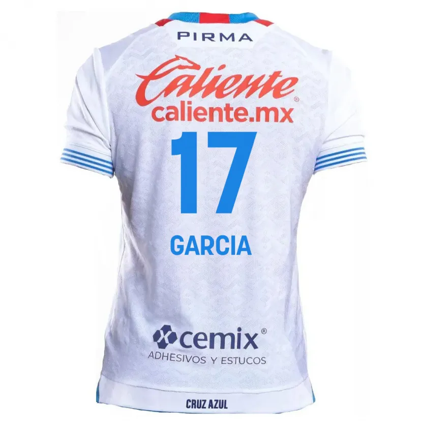 Danxen Enfant Maillot Amaury García #17 Blanc Bleu Tenues Extérieur 2024/25 T-Shirt