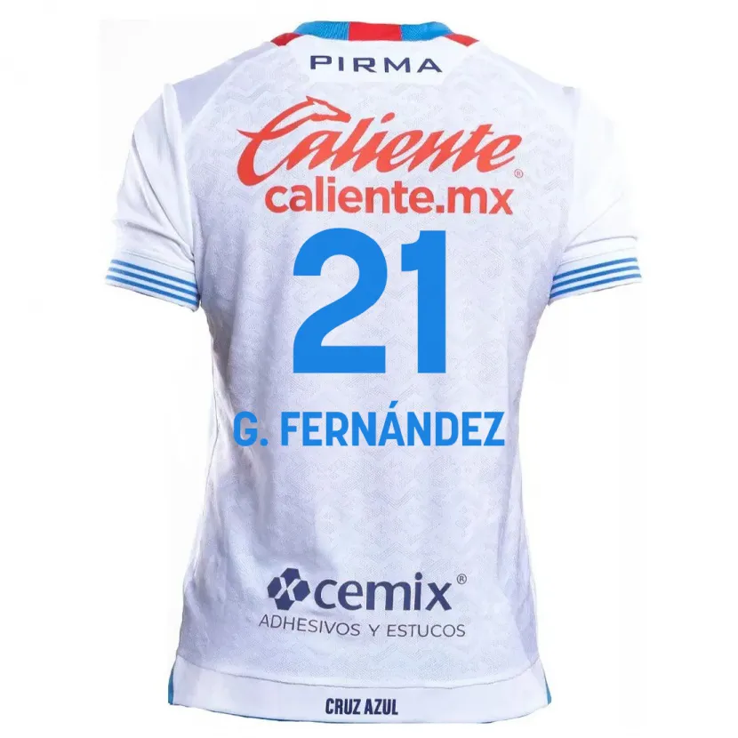 Danxen Enfant Maillot Gabriel Fernández #21 Blanc Bleu Tenues Extérieur 2024/25 T-Shirt