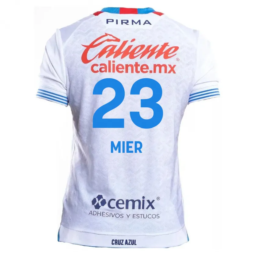 Danxen Enfant Maillot Kevin Mier #23 Blanc Bleu Tenues Extérieur 2024/25 T-Shirt