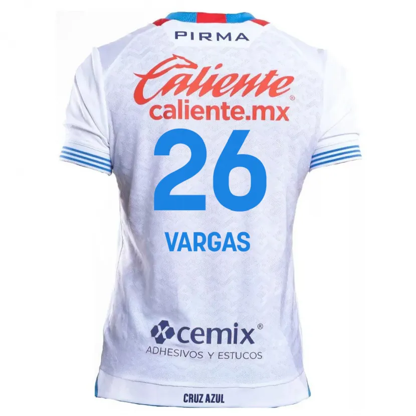 Danxen Enfant Maillot Carlos Vargas #26 Blanc Bleu Tenues Extérieur 2024/25 T-Shirt