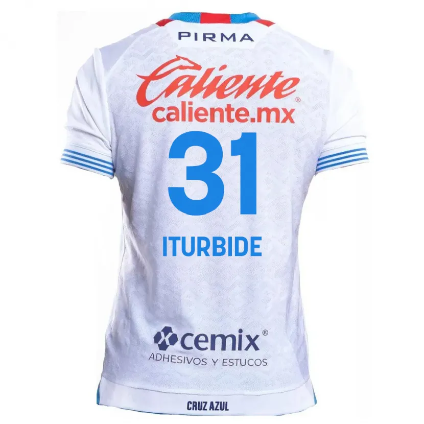 Danxen Enfant Maillot Luis Iturbide #31 Blanc Bleu Tenues Extérieur 2024/25 T-Shirt