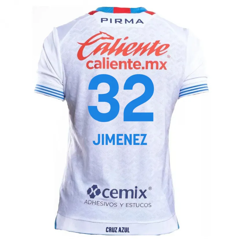 Danxen Enfant Maillot Cristian Jiménez #32 Blanc Bleu Tenues Extérieur 2024/25 T-Shirt