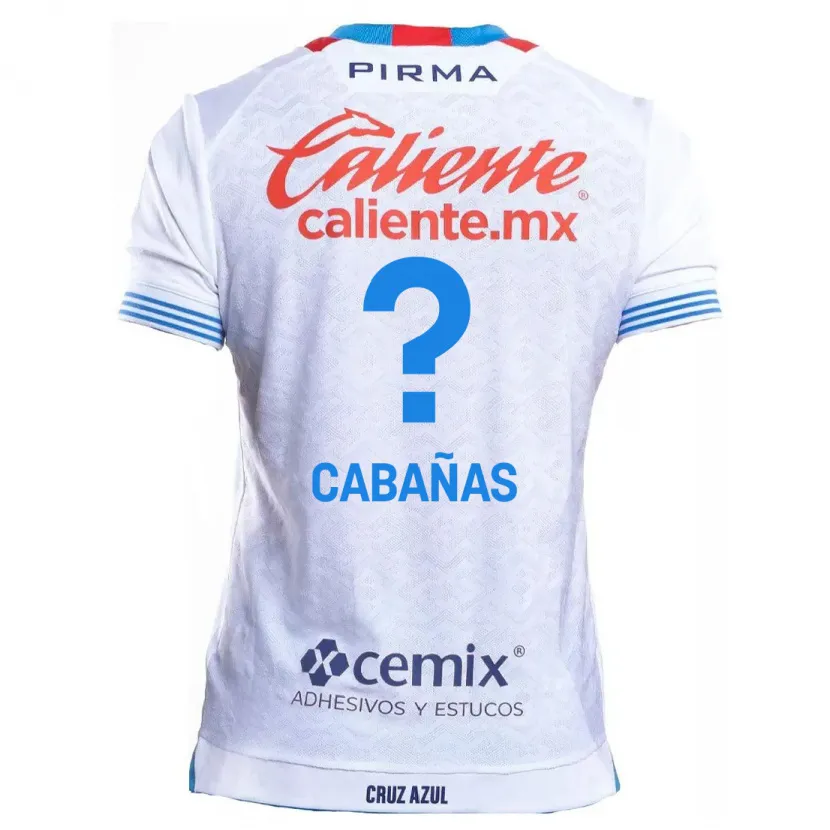 Danxen Enfant Maillot Alfredo Cabañas #0 Blanc Bleu Tenues Extérieur 2024/25 T-Shirt