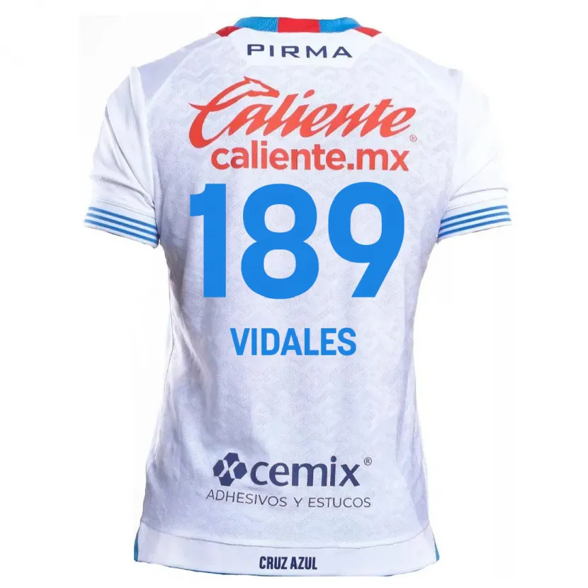 Danxen Enfant Maillot Álvaro Vidales #189 Blanc Bleu Tenues Extérieur 2024/25 T-Shirt