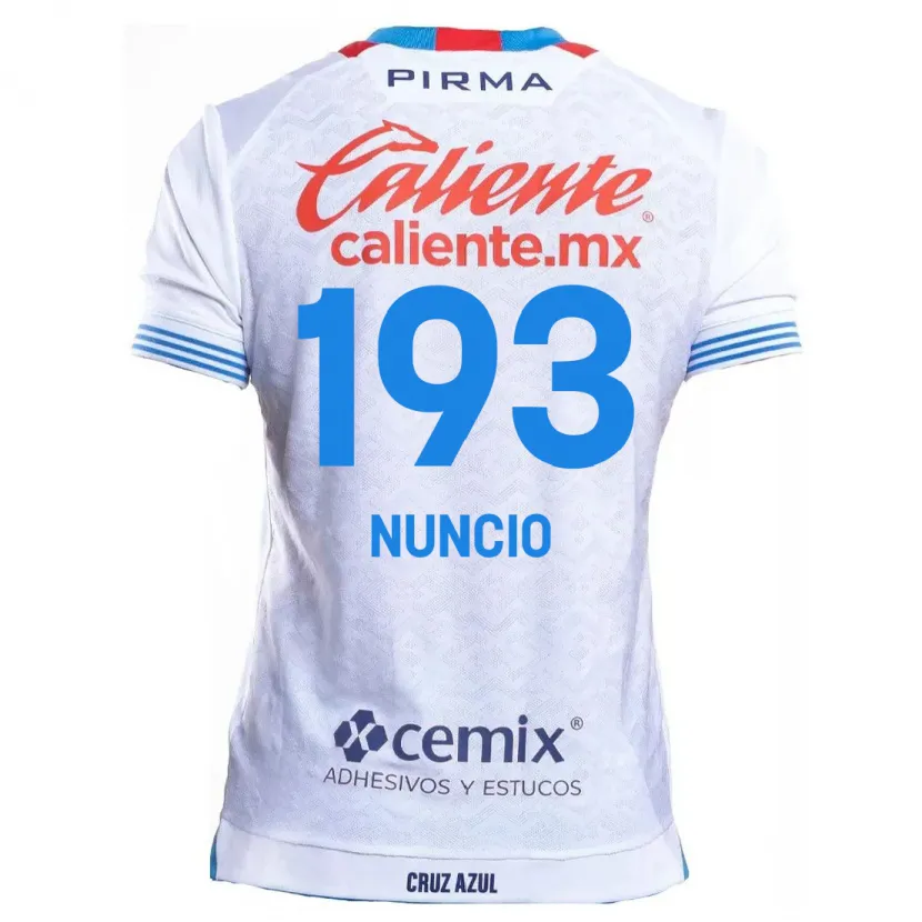 Danxen Enfant Maillot Jorge Nuncio #193 Blanc Bleu Tenues Extérieur 2024/25 T-Shirt