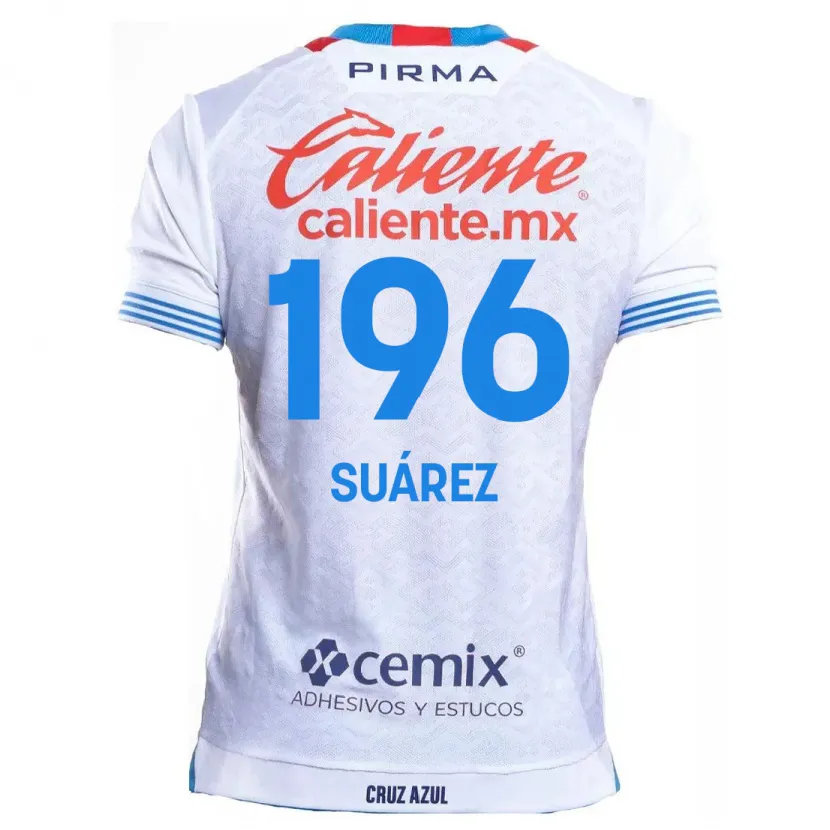 Danxen Enfant Maillot Javier Suárez #196 Blanc Bleu Tenues Extérieur 2024/25 T-Shirt