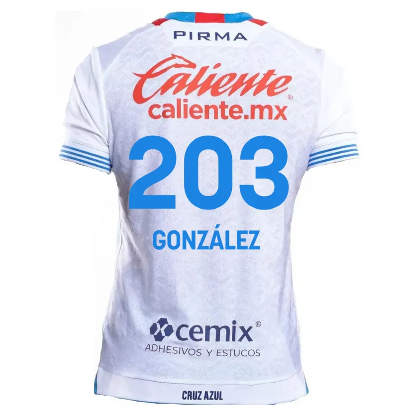 Danxen Enfant Maillot Rogelio González #203 Blanc Bleu Tenues Extérieur 2024/25 T-Shirt