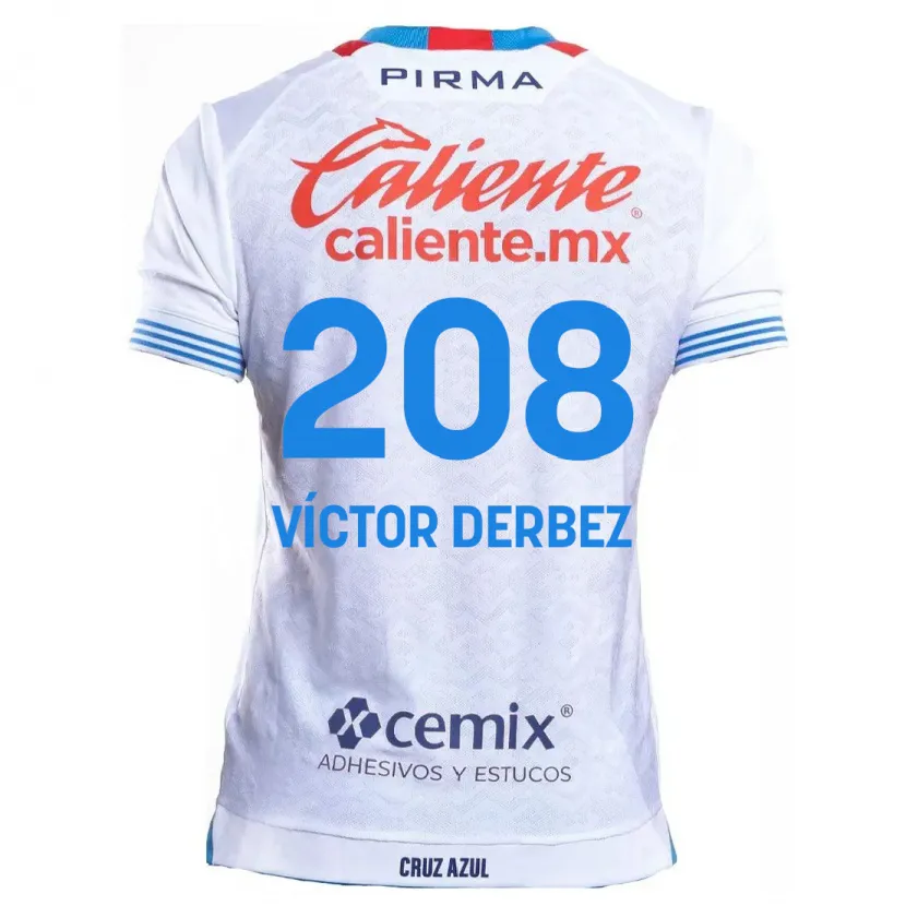 Danxen Enfant Maillot Louis Víctor Derbez #208 Blanc Bleu Tenues Extérieur 2024/25 T-Shirt