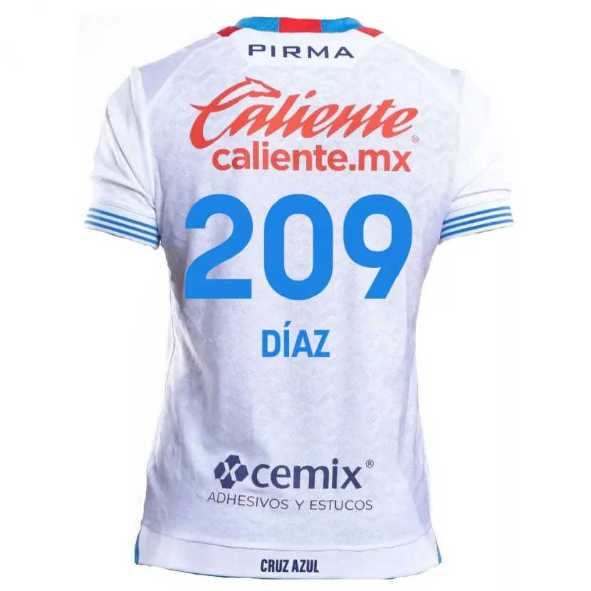 Danxen Enfant Maillot Josué Díaz #209 Blanc Bleu Tenues Extérieur 2024/25 T-Shirt