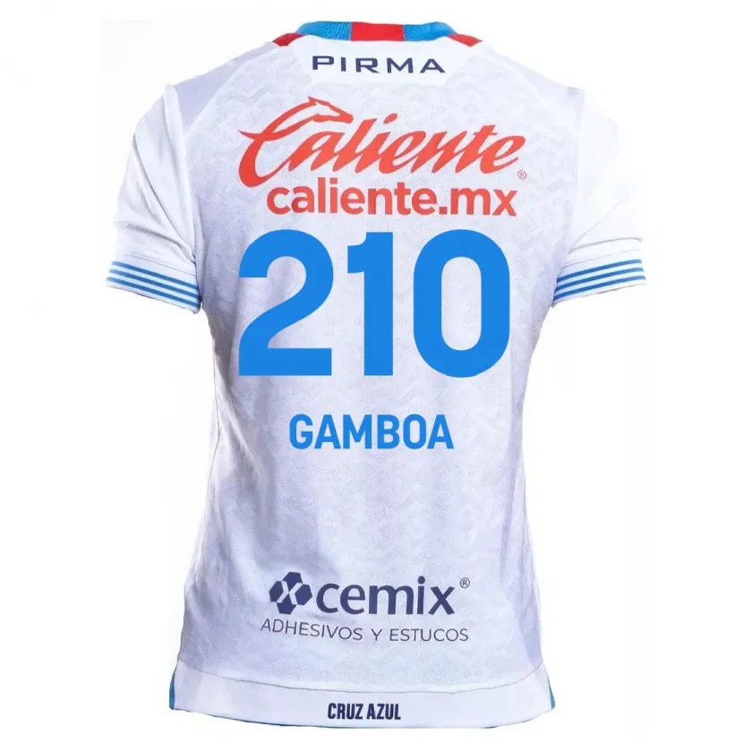 Danxen Enfant Maillot Bryan Gamboa #210 Blanc Bleu Tenues Extérieur 2024/25 T-Shirt