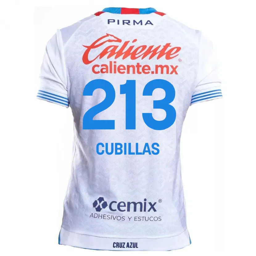 Danxen Enfant Maillot Andre Cubillas #213 Blanc Bleu Tenues Extérieur 2024/25 T-Shirt