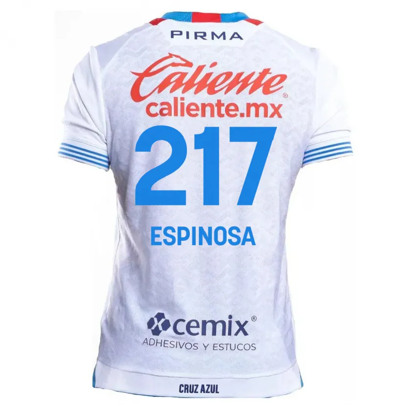 Danxen Enfant Maillot Samuel Espinosa #217 Blanc Bleu Tenues Extérieur 2024/25 T-Shirt