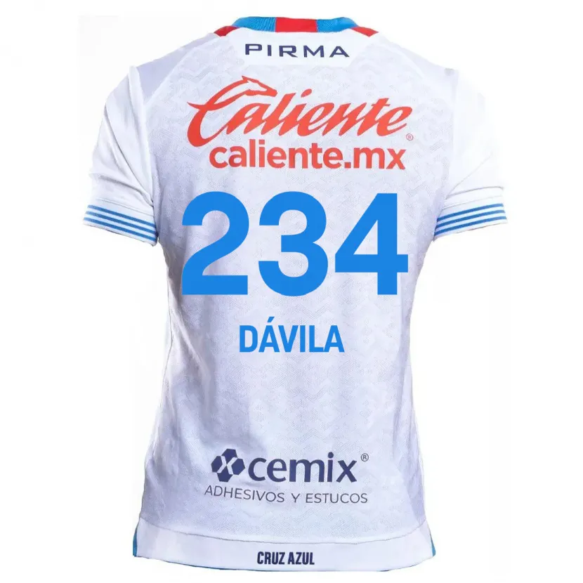 Danxen Enfant Maillot Emilio Dávila #234 Blanc Bleu Tenues Extérieur 2024/25 T-Shirt