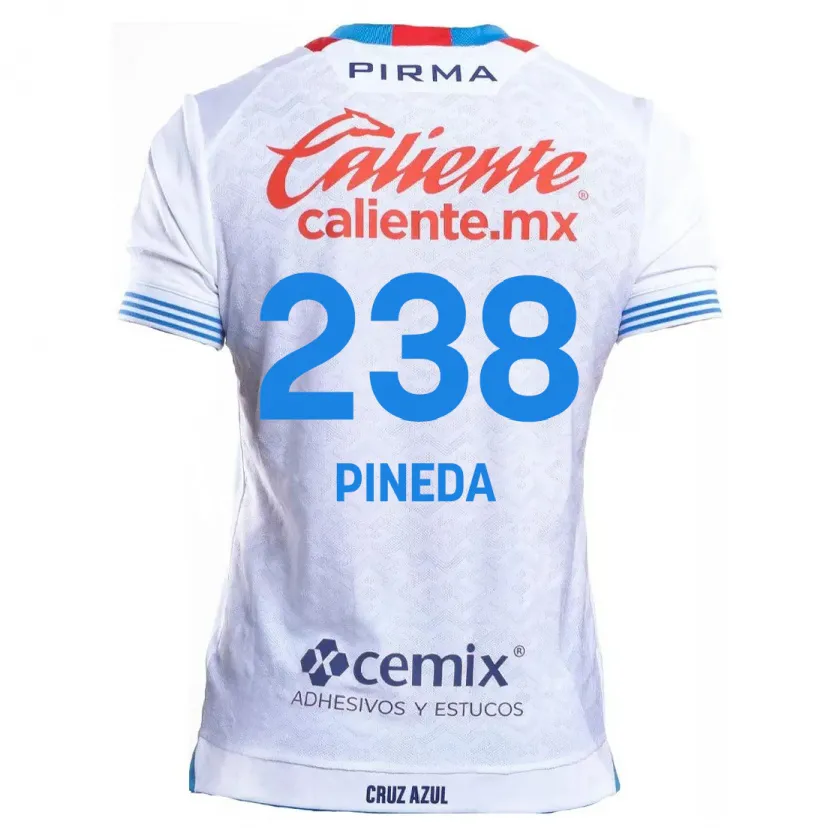 Danxen Enfant Maillot Zadiel Pineda #238 Blanc Bleu Tenues Extérieur 2024/25 T-Shirt