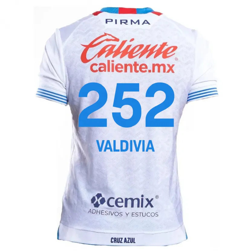 Danxen Enfant Maillot Christian Valdivia #252 Blanc Bleu Tenues Extérieur 2024/25 T-Shirt