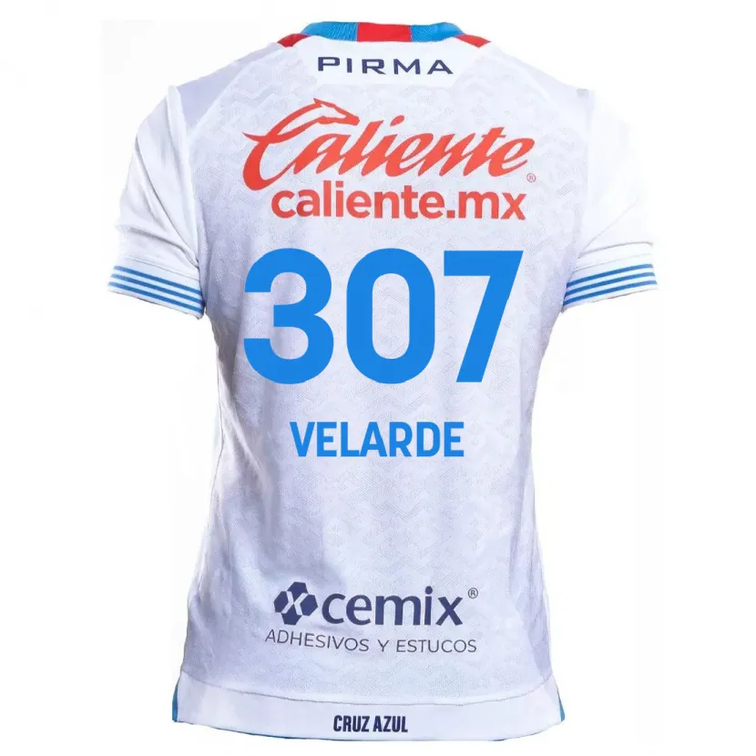 Danxen Enfant Maillot Juan Velarde #307 Blanc Bleu Tenues Extérieur 2024/25 T-Shirt