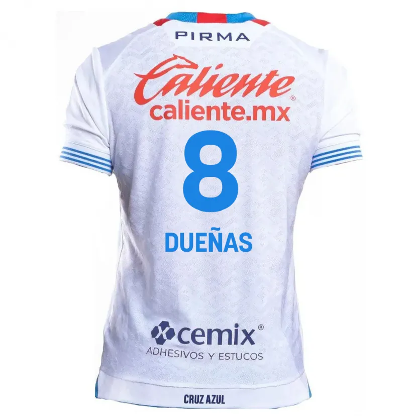 Danxen Enfant Maillot Jesús Dueñas #8 Blanc Bleu Tenues Extérieur 2024/25 T-Shirt