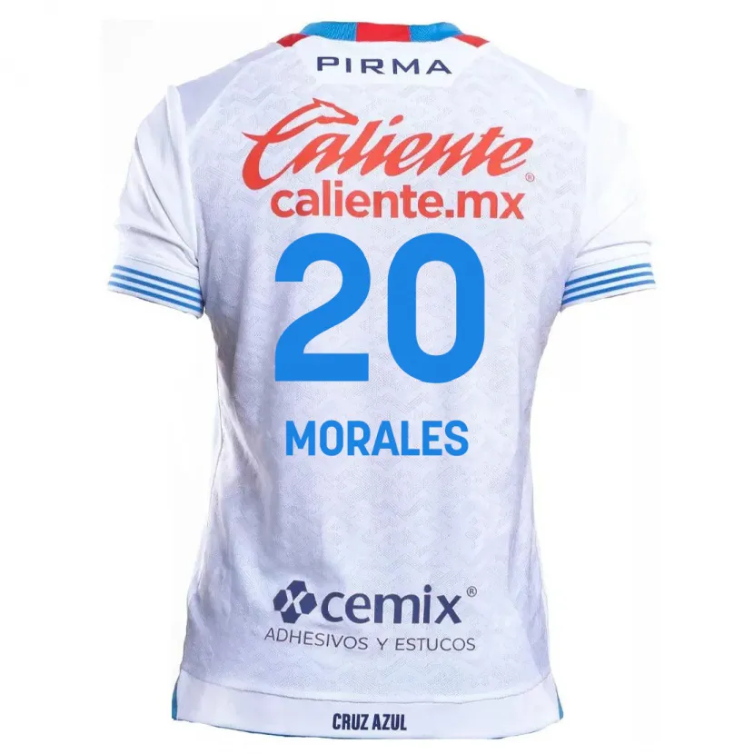 Danxen Enfant Maillot Iván Morales #20 Blanc Bleu Tenues Extérieur 2024/25 T-Shirt