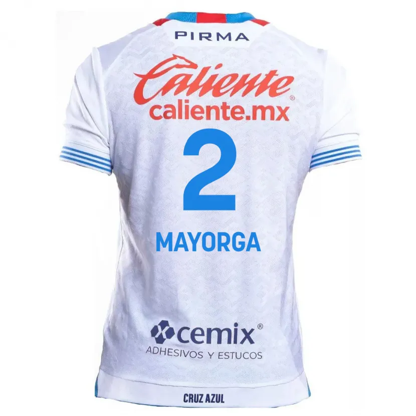 Danxen Enfant Maillot Alejandro Mayorga #2 Blanc Bleu Tenues Extérieur 2024/25 T-Shirt