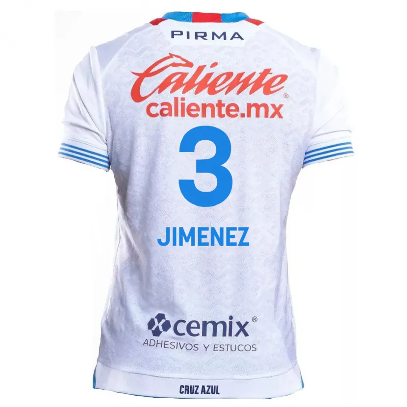 Danxen Enfant Maillot Jaiber Jimenez #3 Blanc Bleu Tenues Extérieur 2024/25 T-Shirt