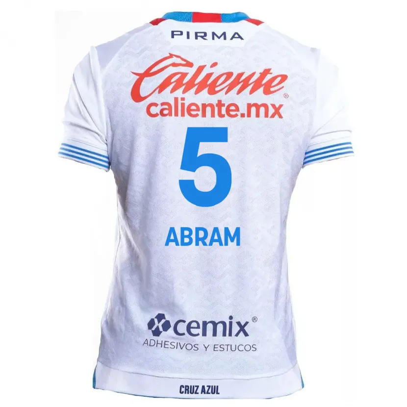 Danxen Enfant Maillot Luis Abram #5 Blanc Bleu Tenues Extérieur 2024/25 T-Shirt