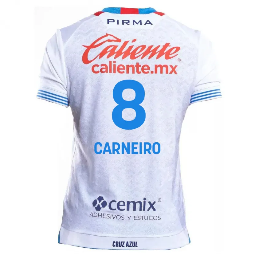 Danxen Enfant Maillot Gonzalo Carneiro #8 Blanc Bleu Tenues Extérieur 2024/25 T-Shirt