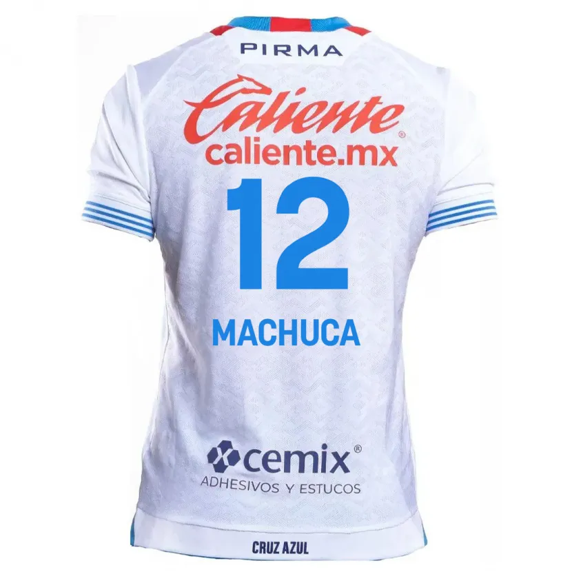 Danxen Enfant Maillot Gabriela Machuca #12 Blanc Bleu Tenues Extérieur 2024/25 T-Shirt