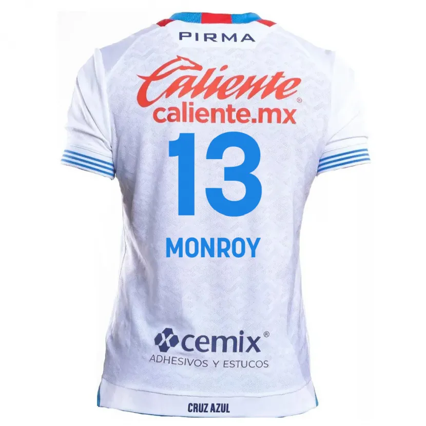 Danxen Enfant Maillot Daniela Monroy #13 Blanc Bleu Tenues Extérieur 2024/25 T-Shirt