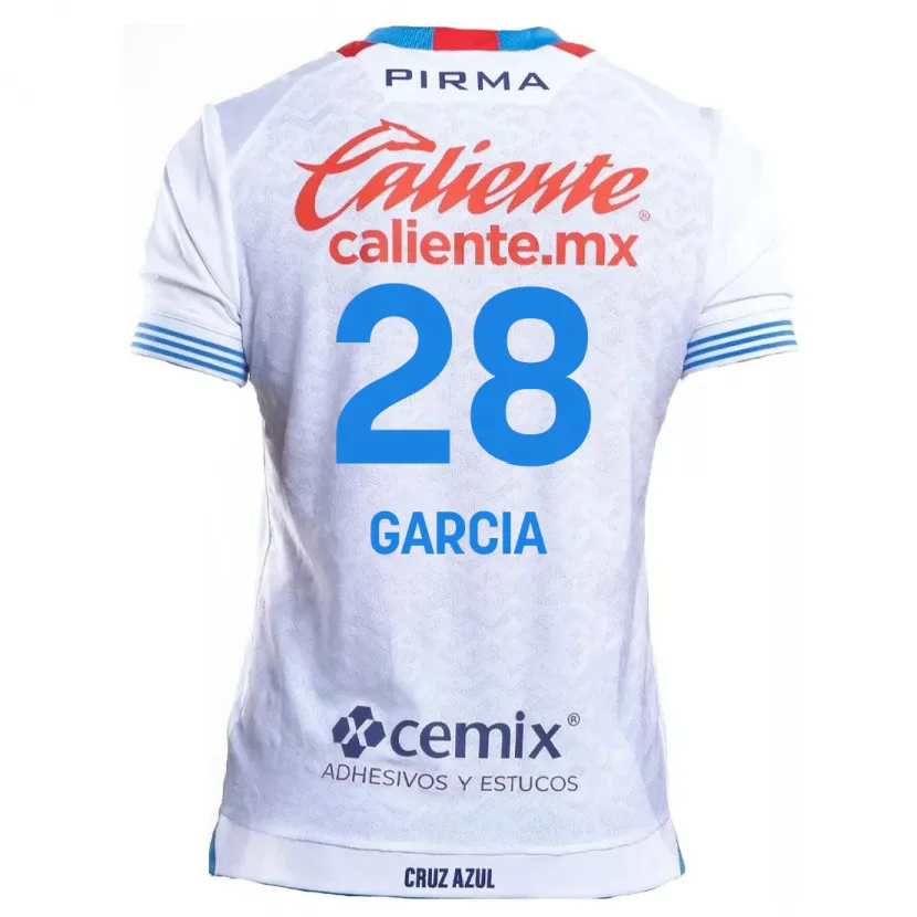 Danxen Enfant Maillot Ana Garcia #28 Blanc Bleu Tenues Extérieur 2024/25 T-Shirt