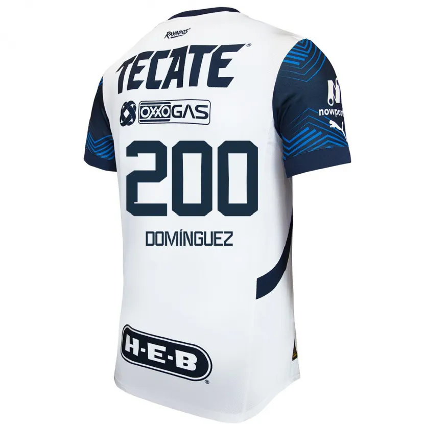 Danxen Enfant Maillot Joel Domínguez #200 Blanc Bleu Tenues Extérieur 2024/25 T-Shirt