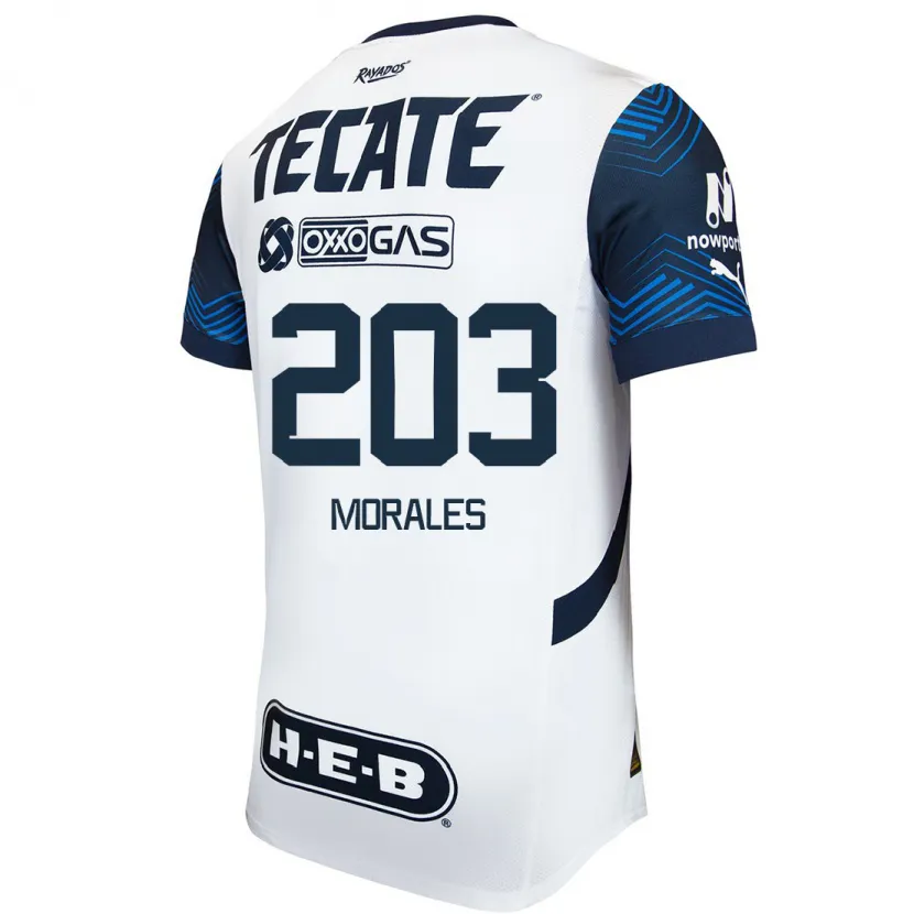 Danxen Enfant Maillot Alejandro Morales #203 Blanc Bleu Tenues Extérieur 2024/25 T-Shirt