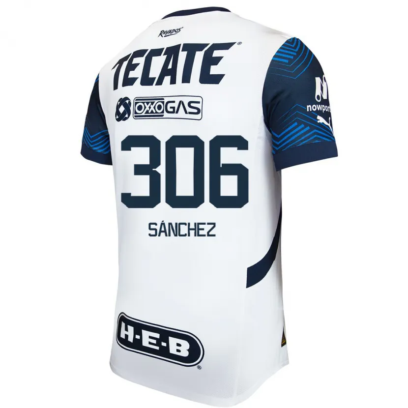 Danxen Enfant Maillot Jorge Sánchez #306 Blanc Bleu Tenues Extérieur 2024/25 T-Shirt