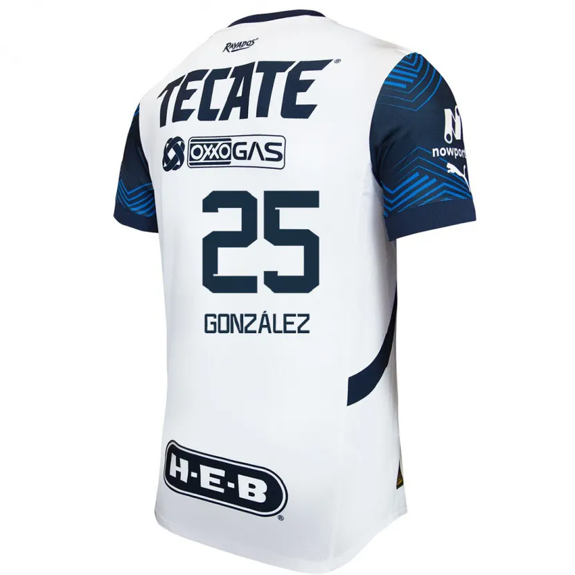 Danxen Enfant Maillot Jonathan González #25 Blanc Bleu Tenues Extérieur 2024/25 T-Shirt