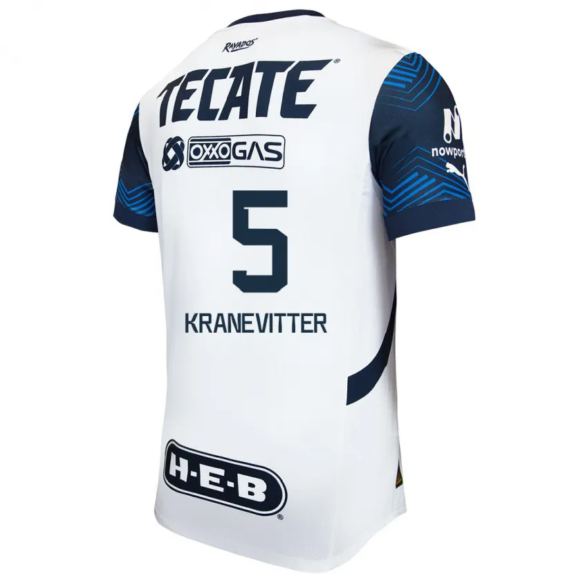 Danxen Enfant Maillot Matias Kranevitter #5 Blanc Bleu Tenues Extérieur 2024/25 T-Shirt