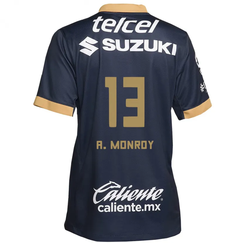 Danxen Enfant Maillot Pablo Monroy #13 Obsidienne Or Blanc Tenues Extérieur 2024/25 T-Shirt