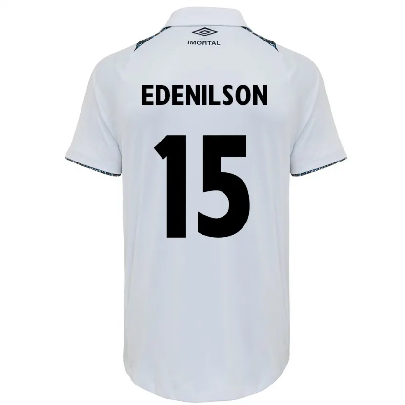 Danxen Enfant Maillot Edenilson #15 Blanc Bleu Tenues Extérieur 2024/25 T-Shirt