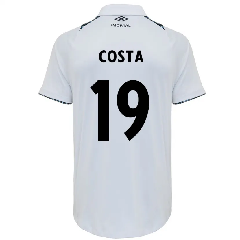 Danxen Enfant Maillot Diego Costa #19 Blanc Bleu Tenues Extérieur 2024/25 T-Shirt