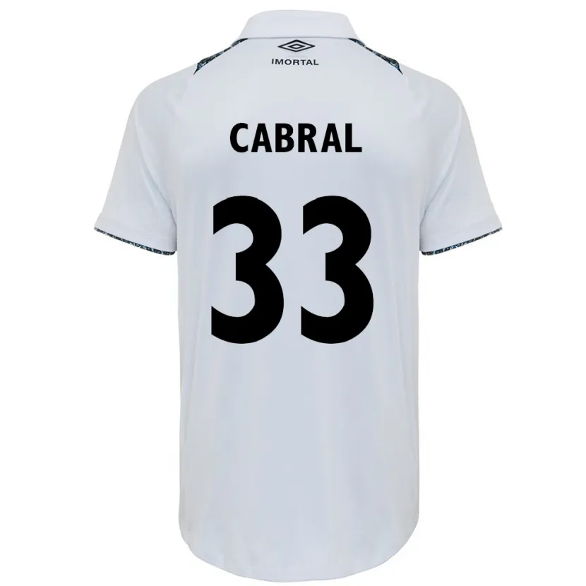 Danxen Enfant Maillot Rafael Cabral #33 Blanc Bleu Tenues Extérieur 2024/25 T-Shirt