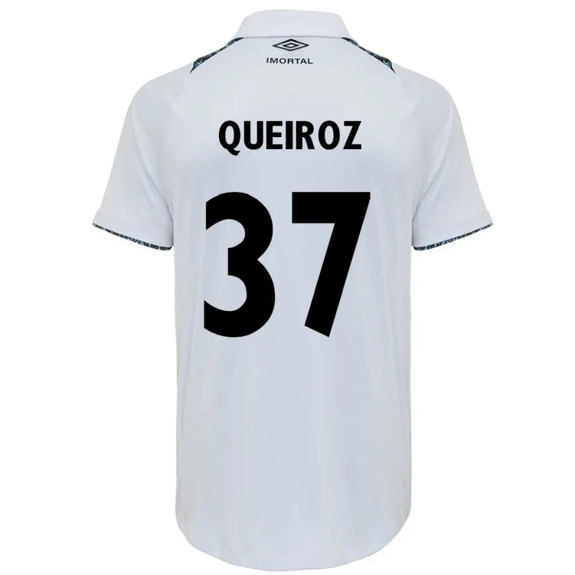 Danxen Enfant Maillot Du Queiroz #37 Blanc Bleu Tenues Extérieur 2024/25 T-Shirt